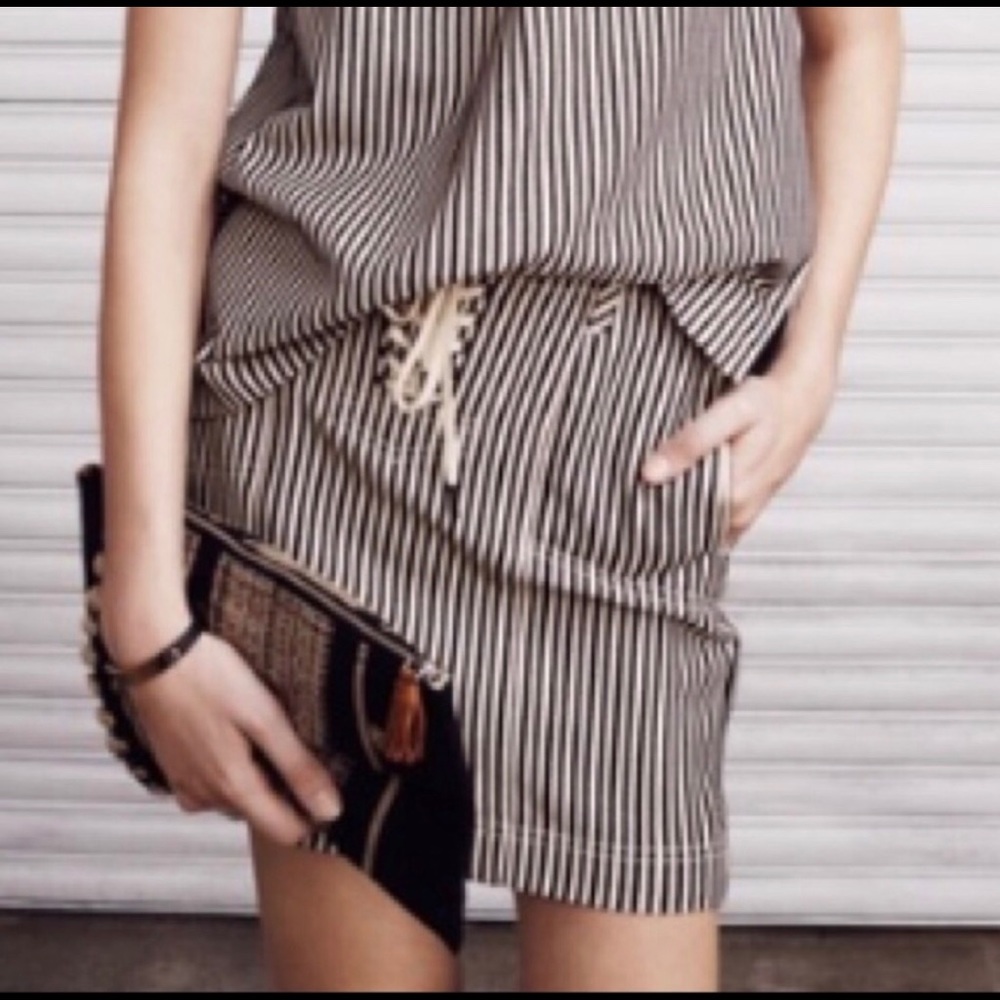 Madewell Tie-front/Striped Mini Skirt